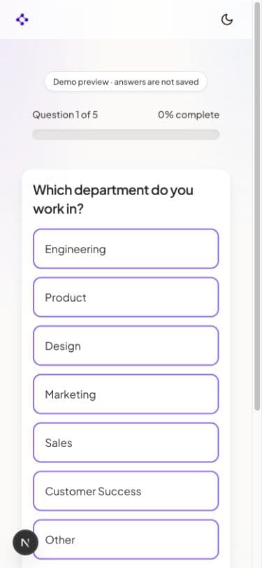 The same employee survey adapted to a mobile screen
